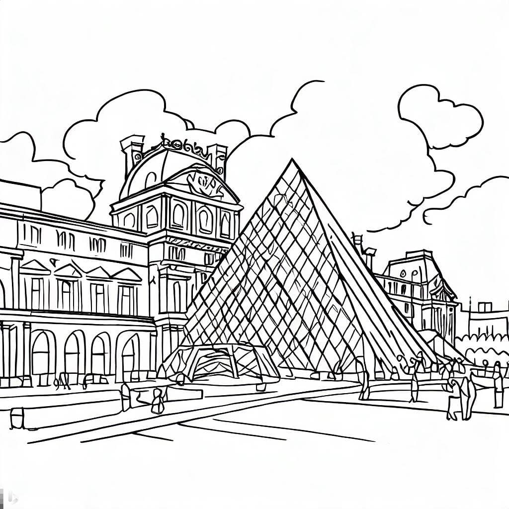 Le Louvre en France coloring page