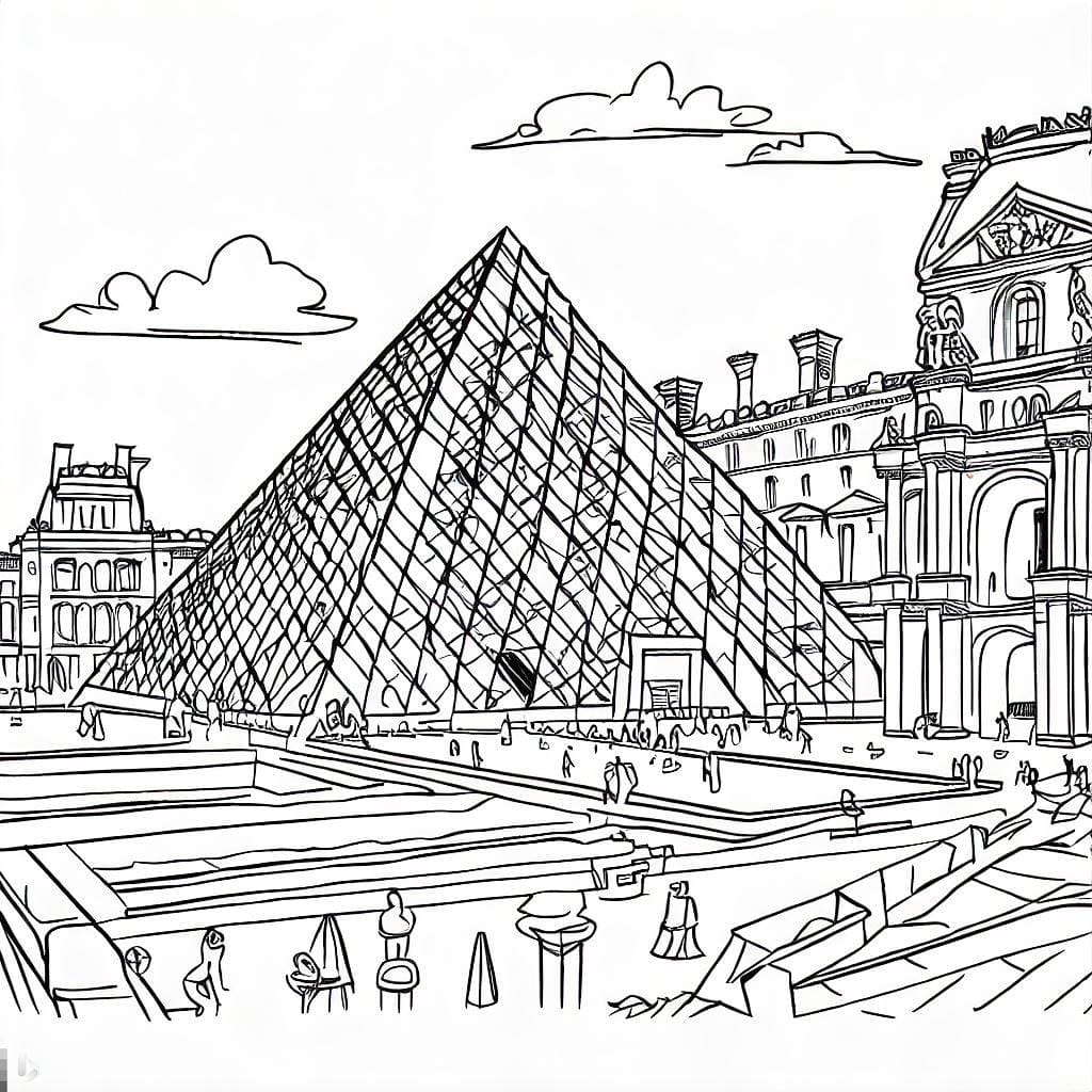 Le Louvre, Paris coloring page