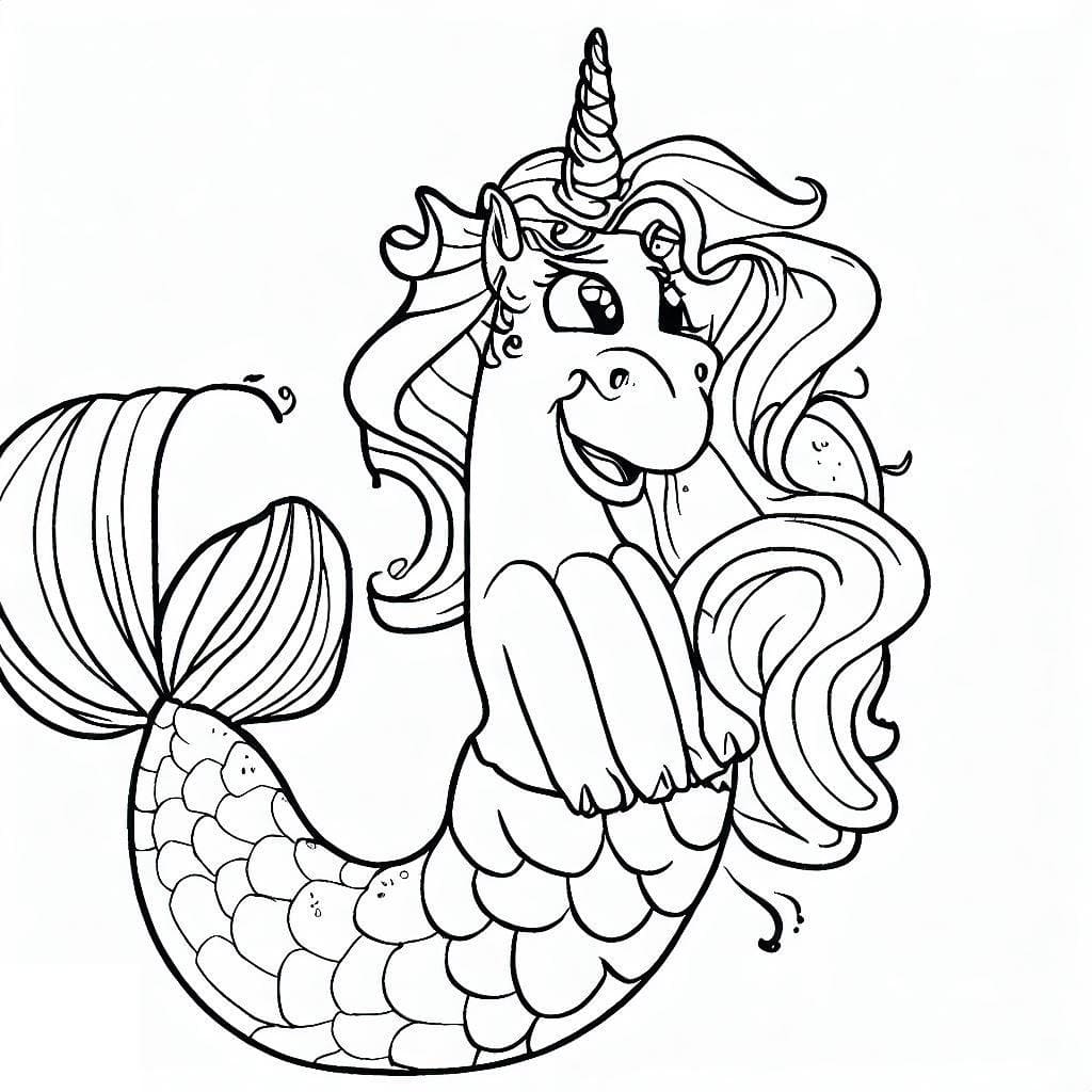 Licorne Sirène Drôle coloring page