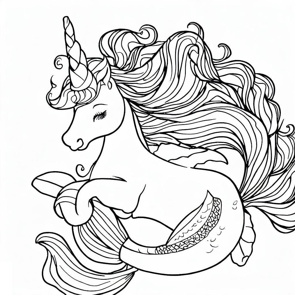 Licorne Sirène Gratuit coloring page