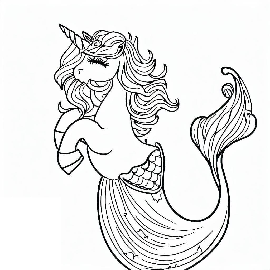 Licorne Sirène Heureuse coloring page