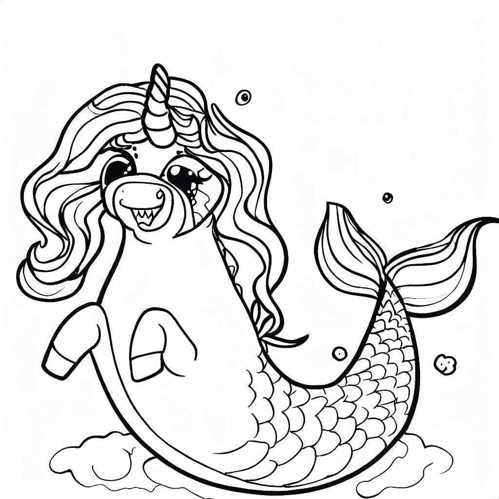 Licorne Sirène Très Drôle coloring page