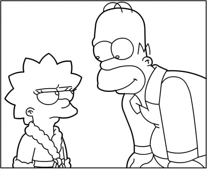 Coloriage Lisa et Homer Simpson
