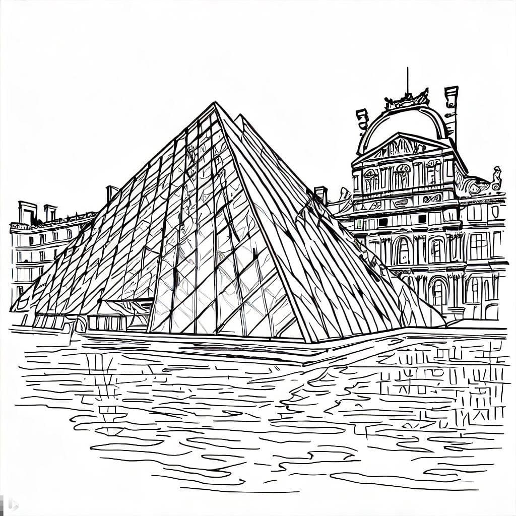 Louvre en France coloring page