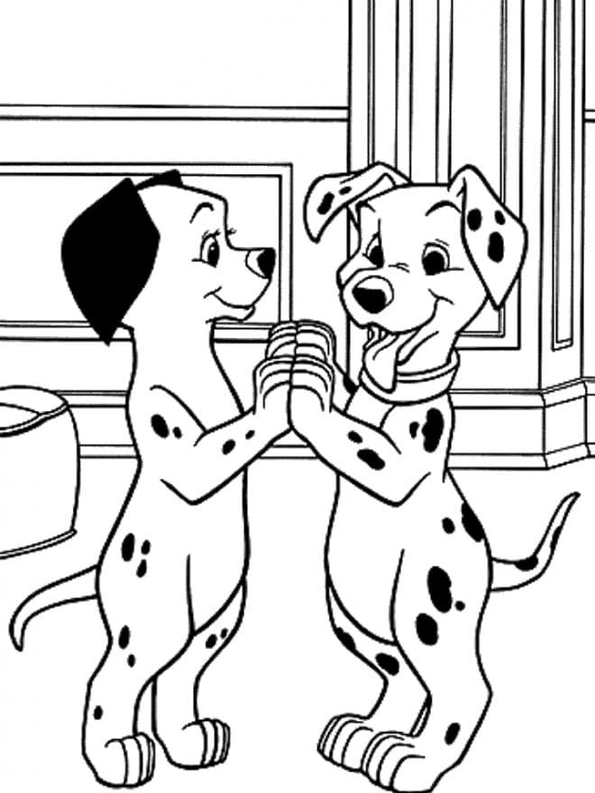 Coloriage Lucky et Penny de Les 101 Dalmatiens