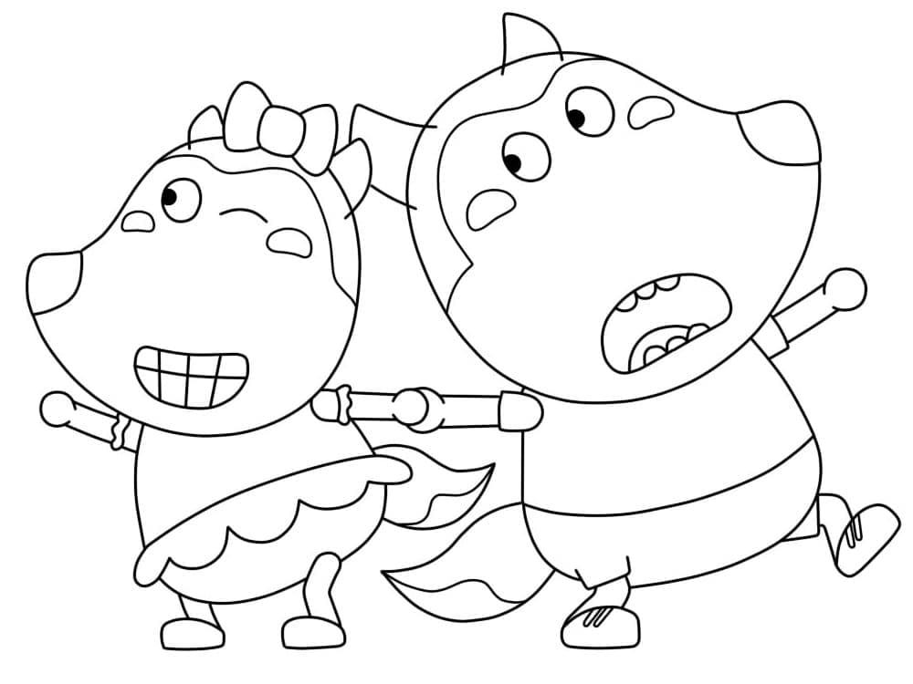 Lucy et Wolfoo coloring page