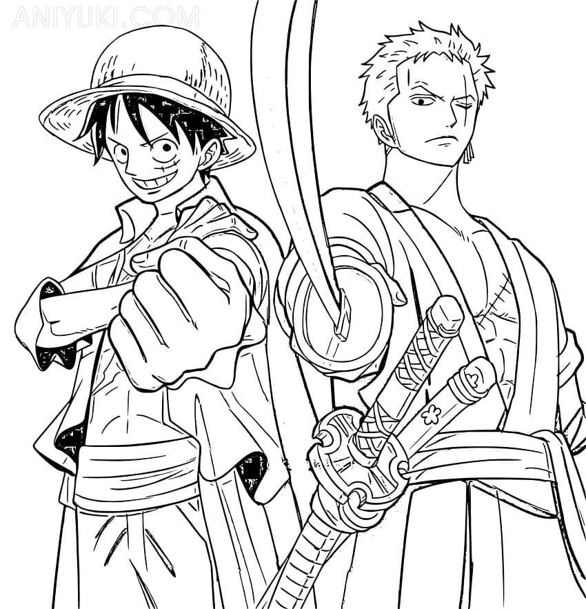 Coloriage Luffy et Zoro