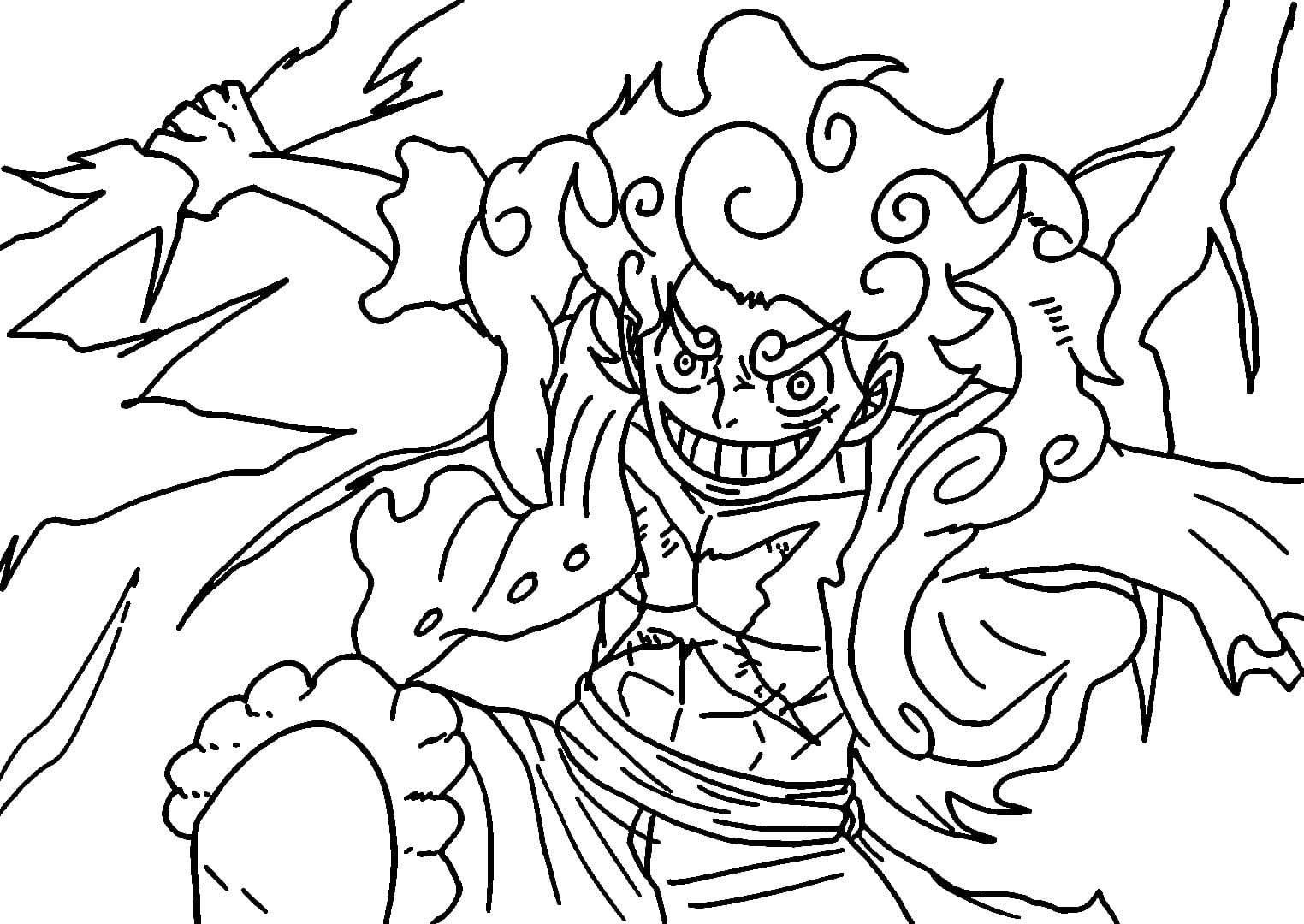 Luffy Gear 5 Anime One Piece coloring page