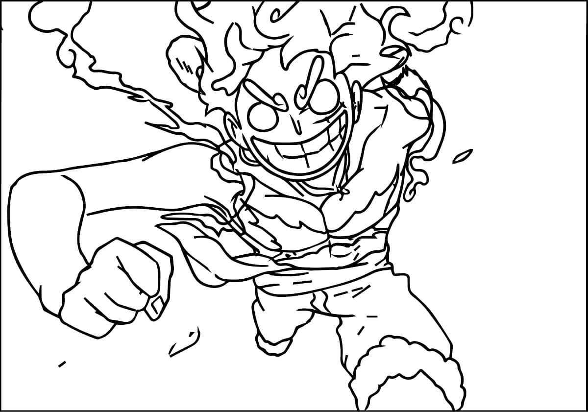 Luffy Gear 5 dans One Piece coloring page