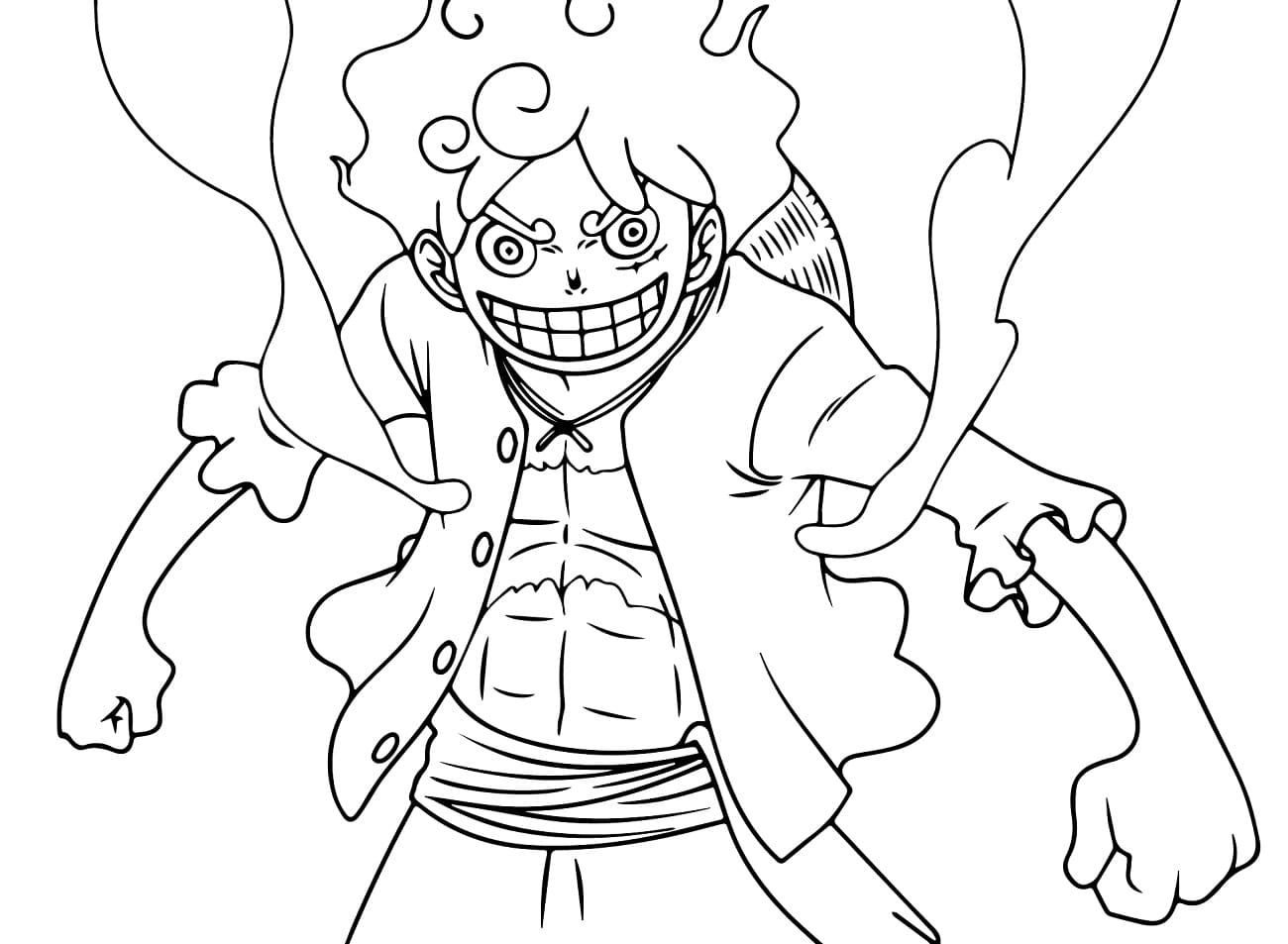 Luffy Gear 5 de Anime One Piece coloring page