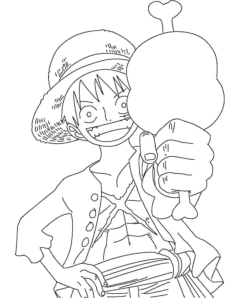 Coloriage Luffy Heureux
