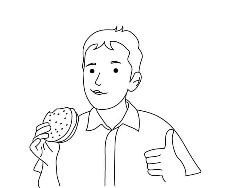 Manger un Hamburger coloring page