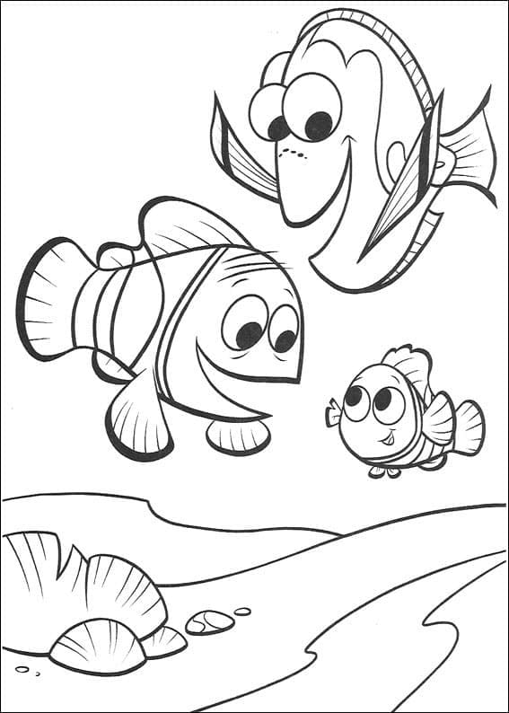 Coloriage Marin, Dory et Nemo