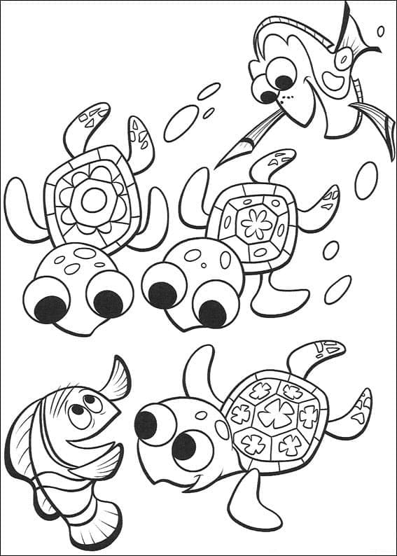 Coloriage Marin et Tortues