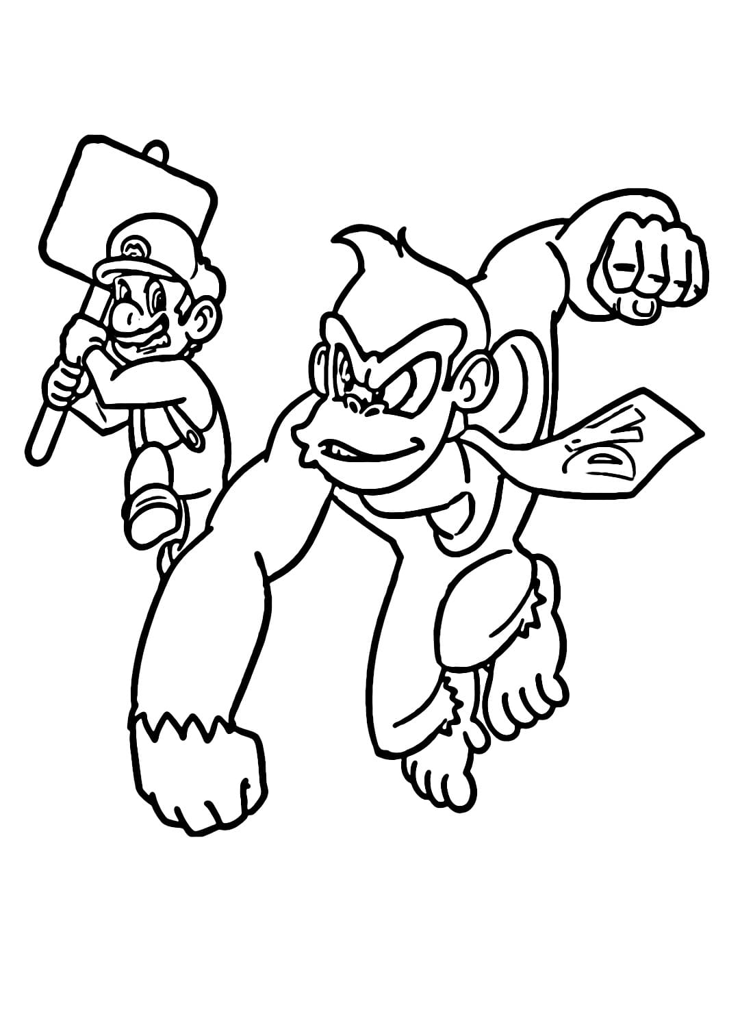 Coloriage Mario contre Donkey Kong