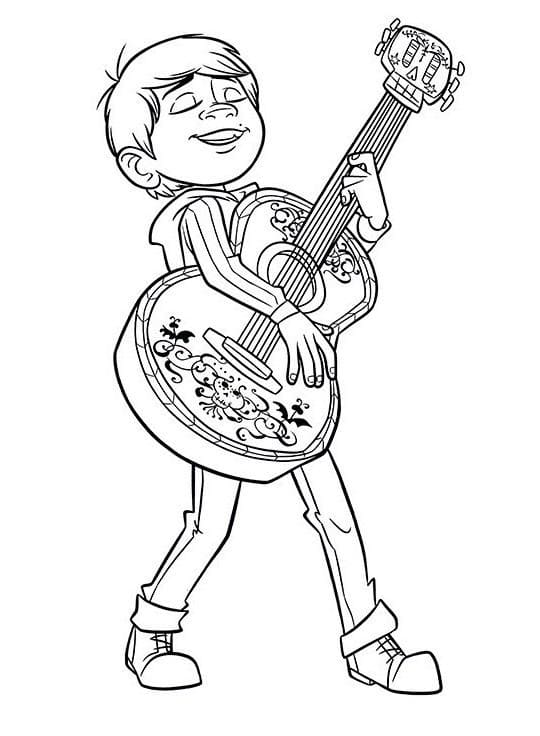 Miguel Joue de la Guitare coloring page
