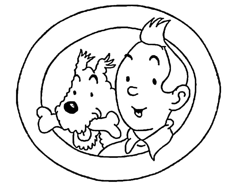 Milou et Tintin coloring page