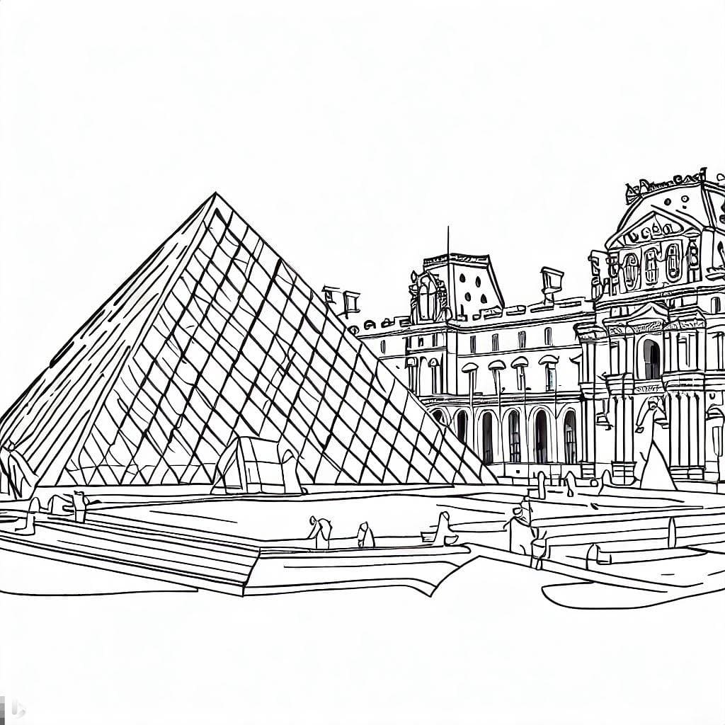 Musée du Louvre en France coloring page