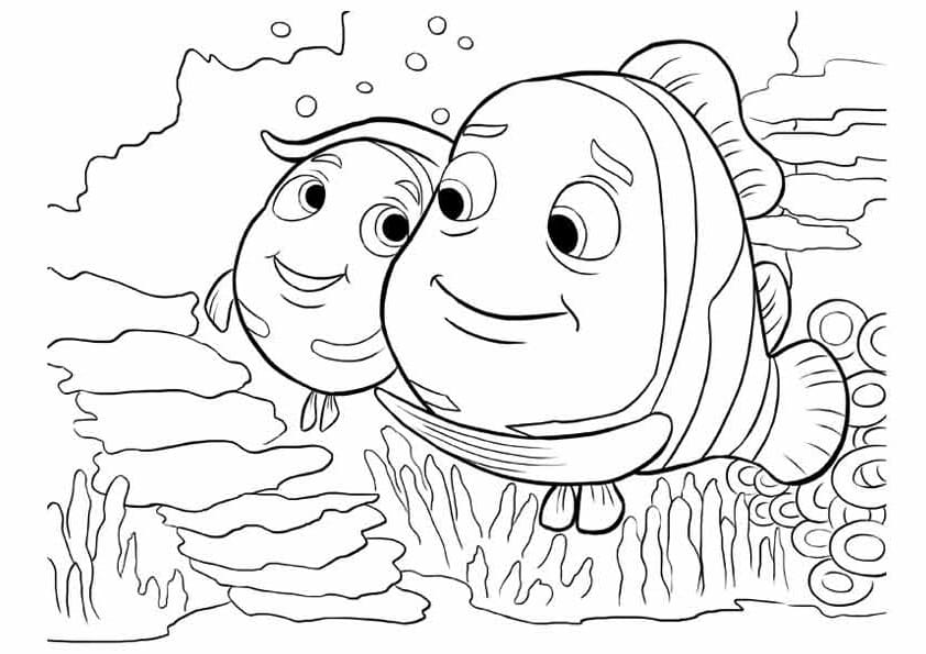 Coloriage Nemo et Marin
