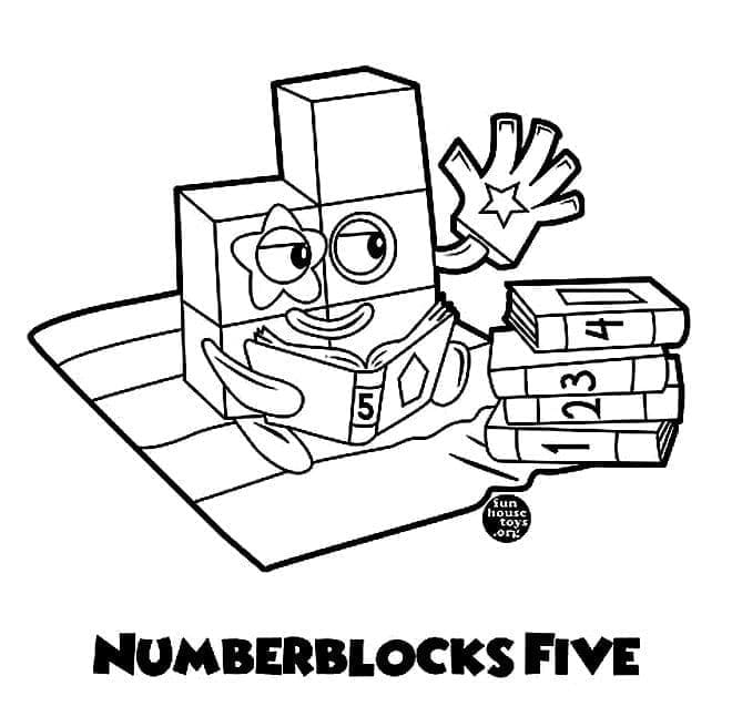 Numberblocks 5 coloring page