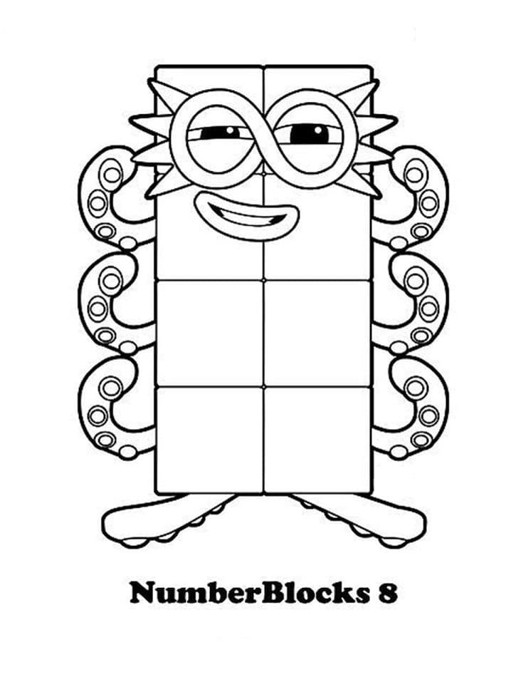 Numberblocks 8 coloring page