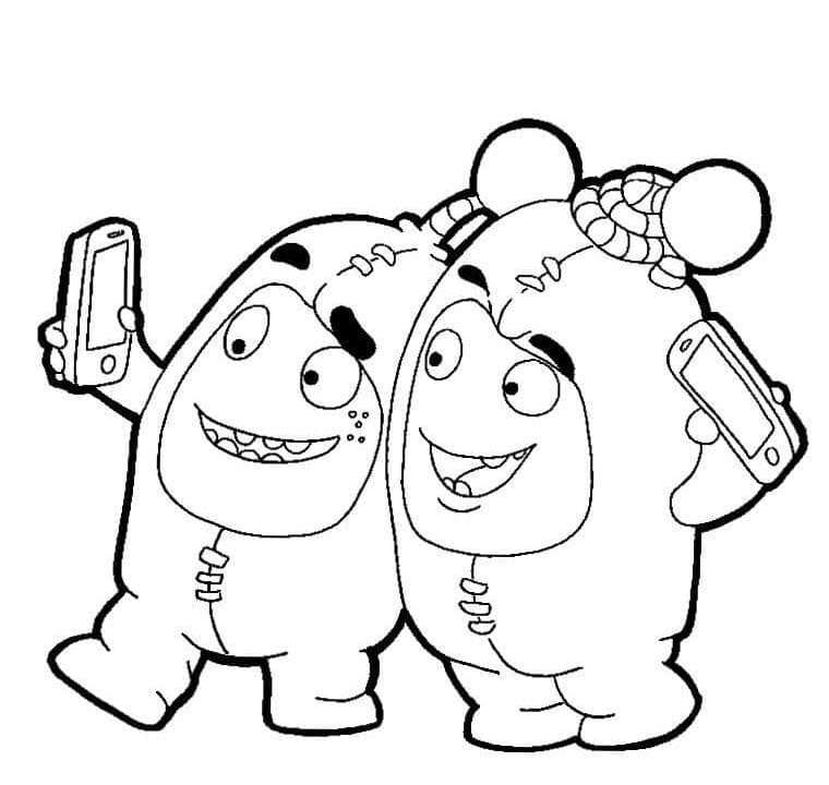 Coloriage Oddbods Jeff et Newt