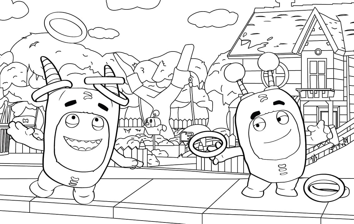 Coloriage Oddbods Pogo et Slick