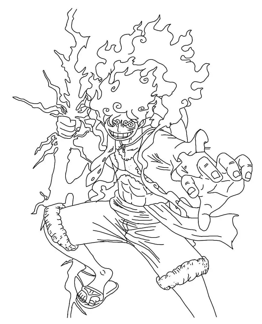 One Piece Luffy Gear 5 coloring page