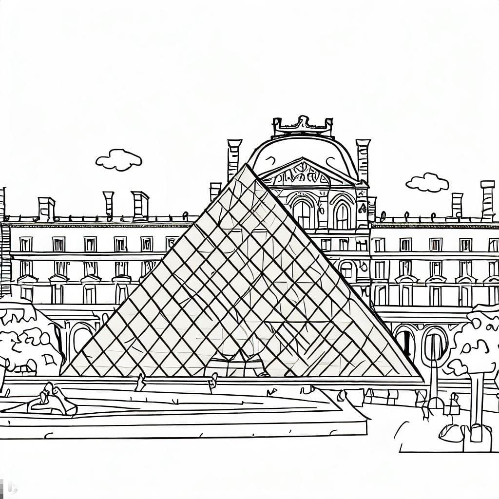 Paysage du Louvre coloring page