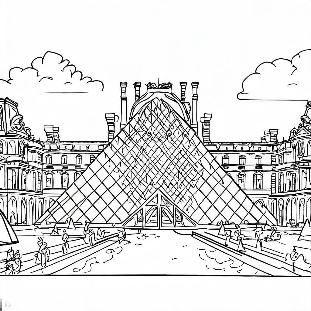 Paysage du Musée du Louvre coloring page