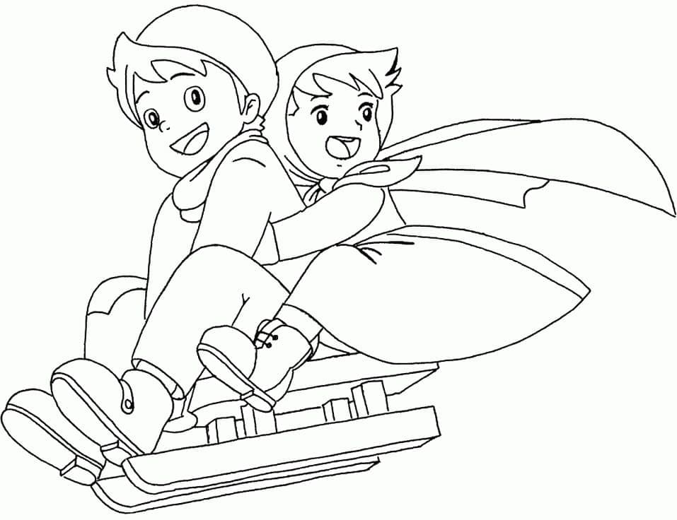 Peter et Heidi coloring page