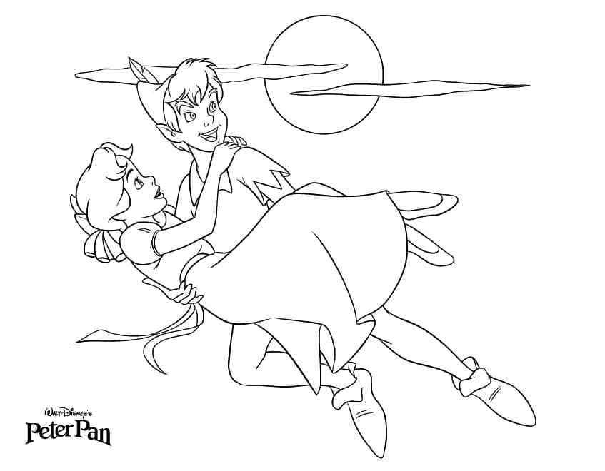 Coloriage Peter Pan et Wendy Darling