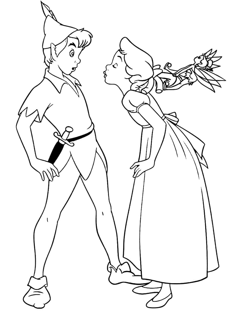 Peter Pan, Wendy et La Fée Clochette coloring page