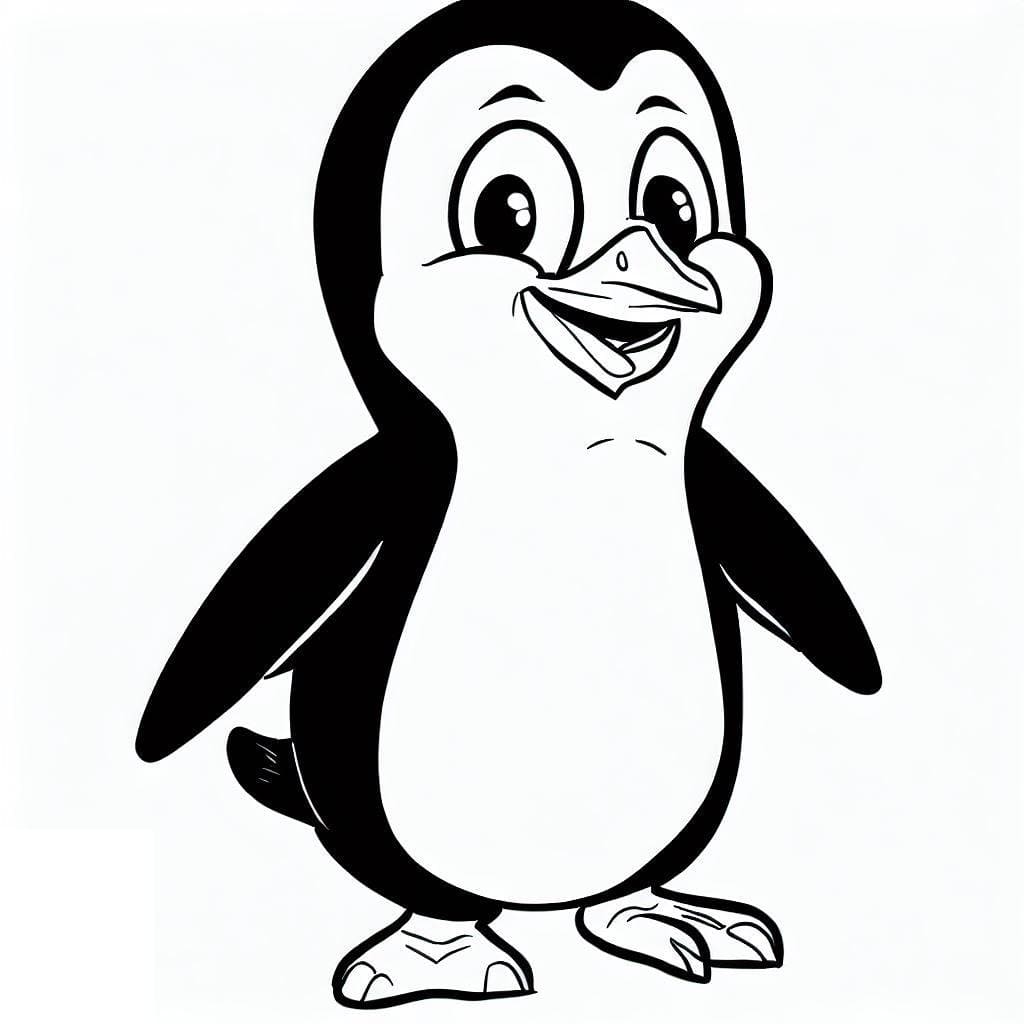 Coloriage Pingouin Mignon Gratuit Pour les Enfants
