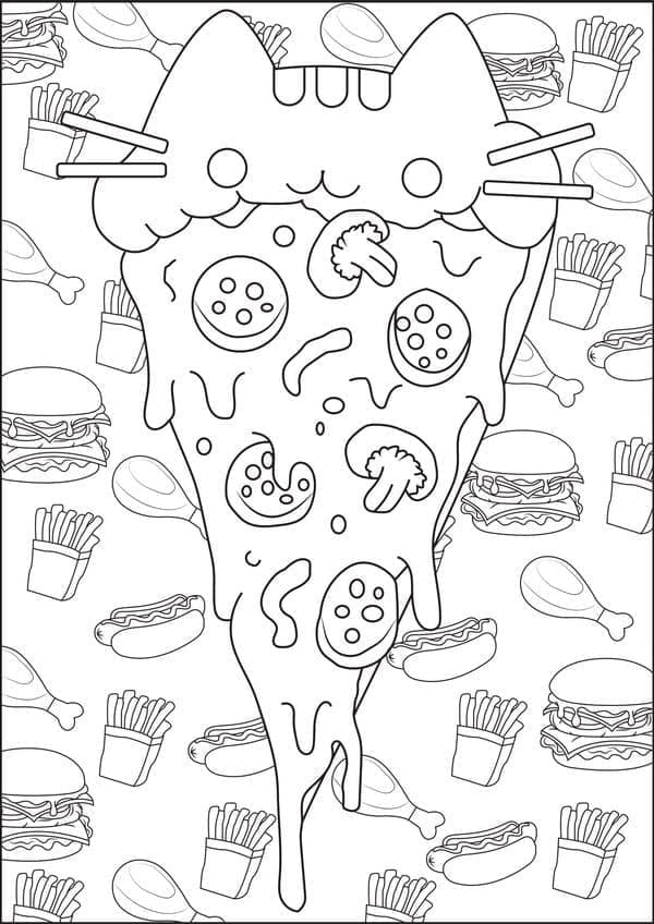 Pizza Pusheen coloring page