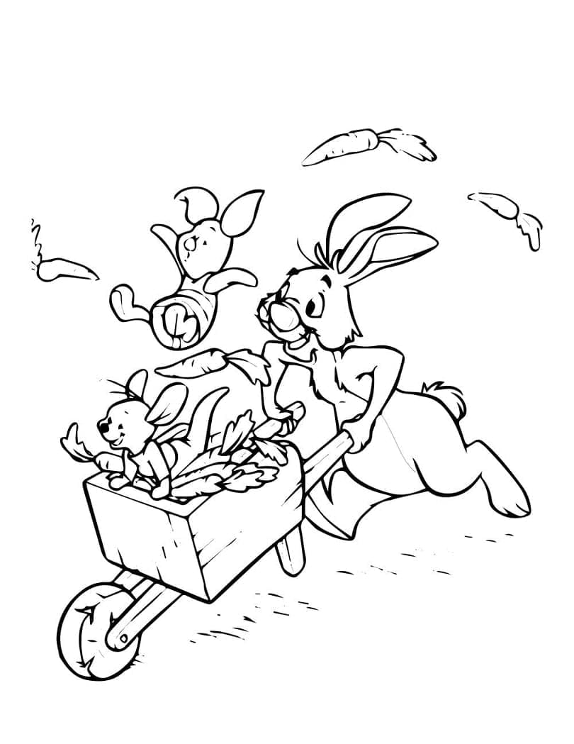 Porcinet, Petit Gourou et Coco Lapin coloring page