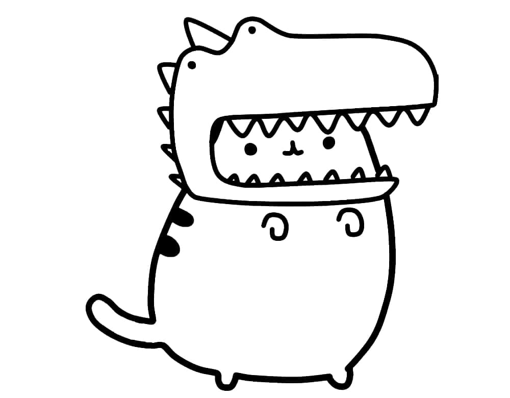 Pusheen de Dinosaure coloring page