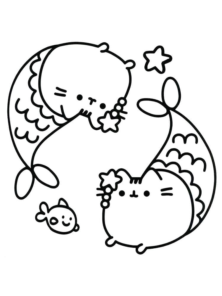 Pusheen Sirène coloring page