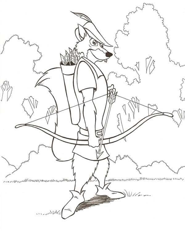 Coloriage Robin des Bois avec Arc et Flèches