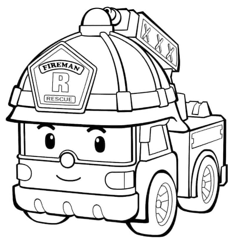 Roy le Pompier de Robocar Poli coloring page