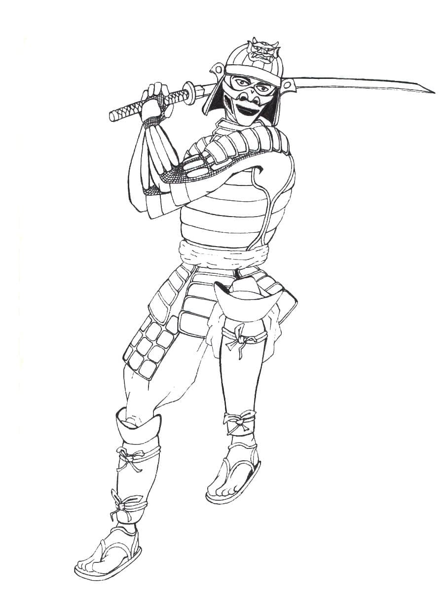 Coloriage Samouraï et Son Épée