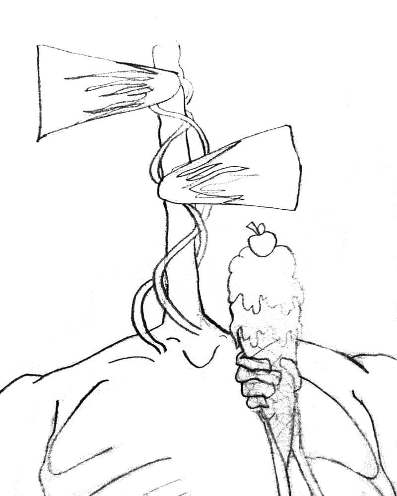 Siren Head avec une Glace coloring page