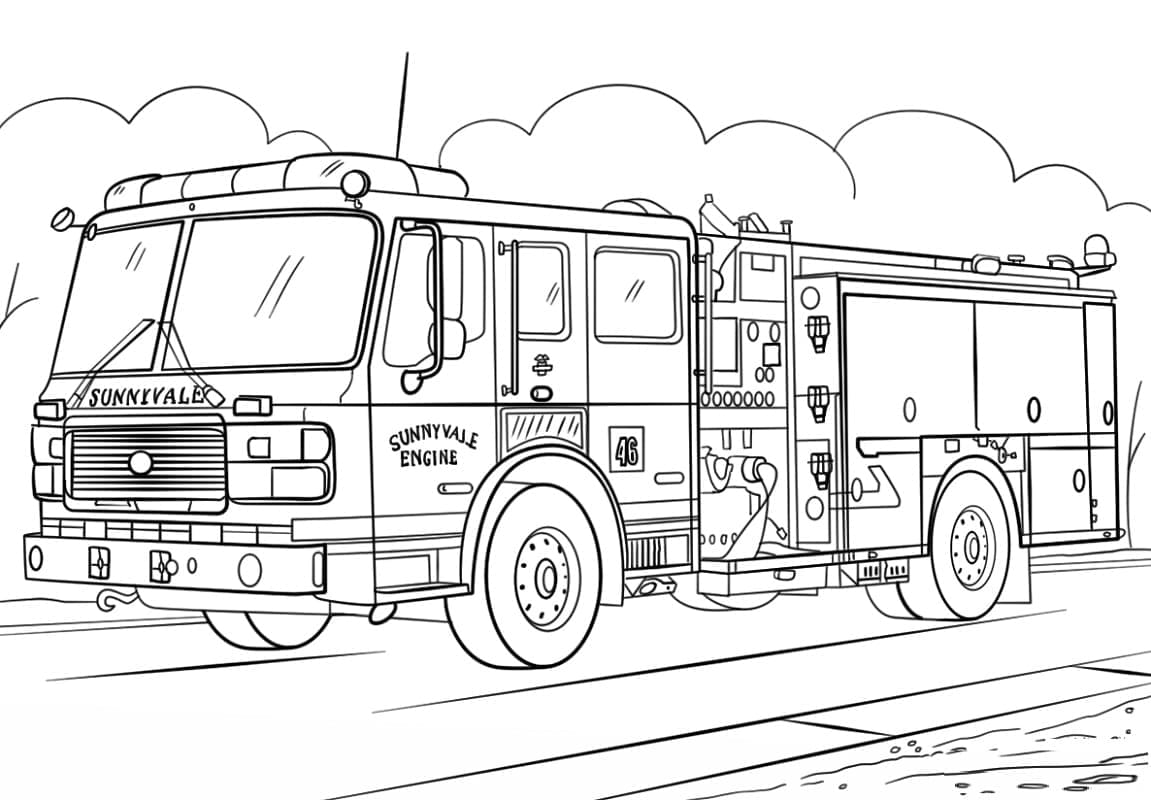 Coloriage Super Camion de Pompier