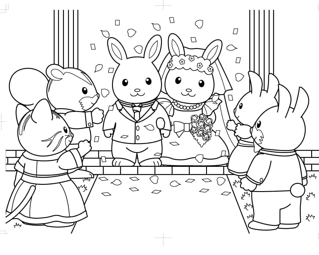 Coloriage Sylvanian Families Mariage