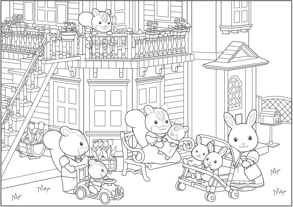 Coloriage Sylvanian Familles 17