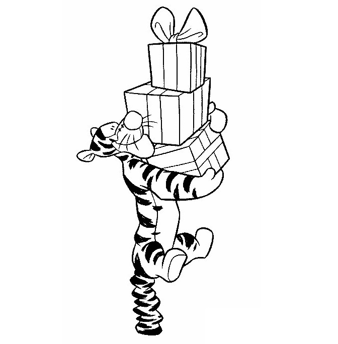 Tigrou et Les Cadeaux coloring page