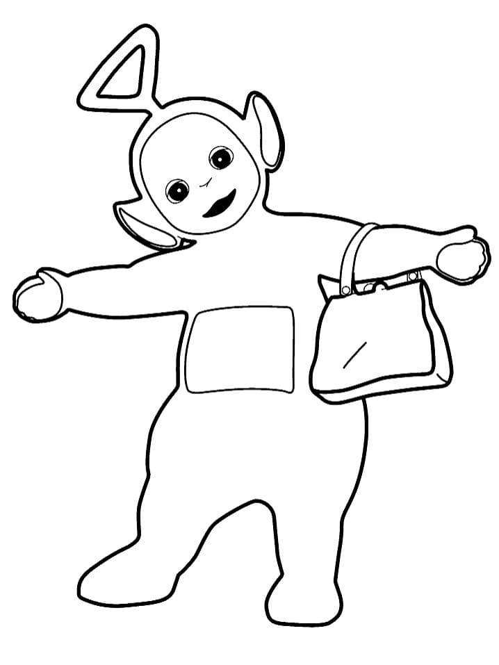 Coloriage Tinky Winky Heureux