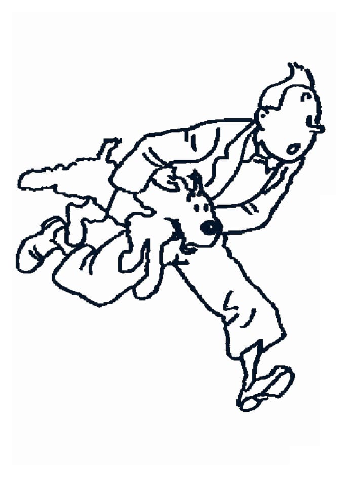 Coloriage Tintin avec Milou