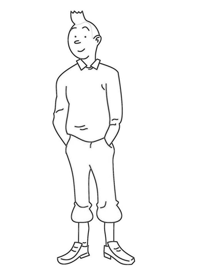 Tintin Debout coloring page