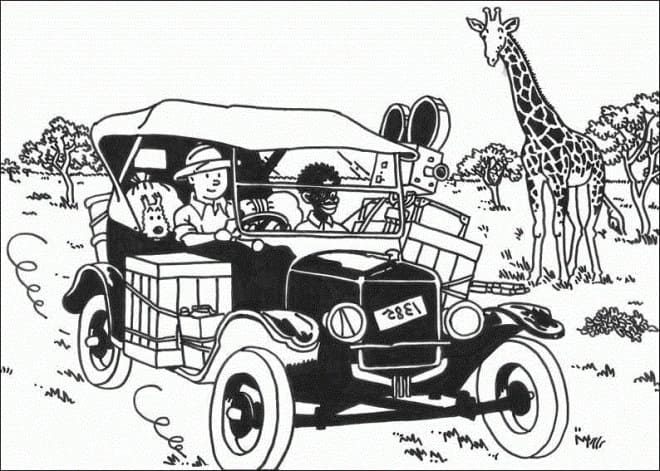 Coloriage Tintin en Afrique